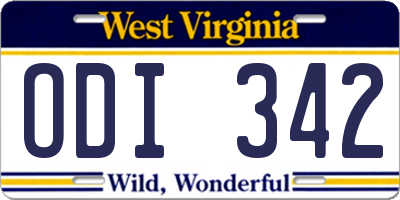 WV license plate ODI342