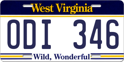 WV license plate ODI346