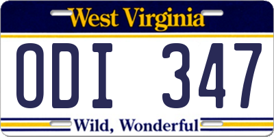 WV license plate ODI347