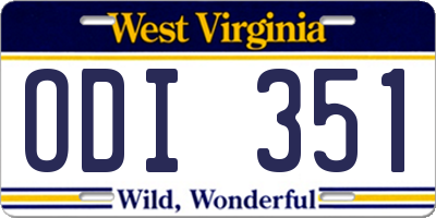 WV license plate ODI351