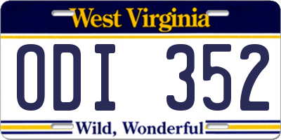WV license plate ODI352