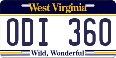 WV license plate ODI360