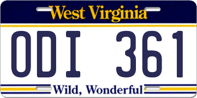 WV license plate ODI361