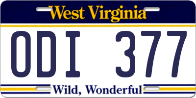 WV license plate ODI377