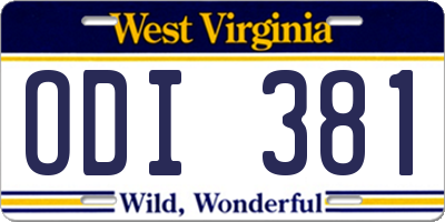 WV license plate ODI381