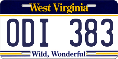 WV license plate ODI383