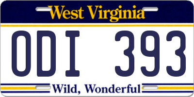 WV license plate ODI393