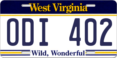 WV license plate ODI402