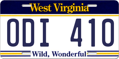 WV license plate ODI410