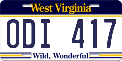 WV license plate ODI417