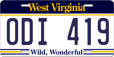 WV license plate ODI419