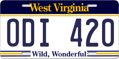 WV license plate ODI420