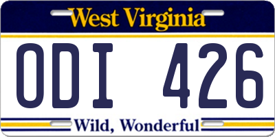 WV license plate ODI426
