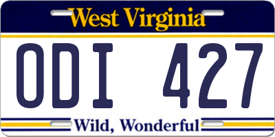 WV license plate ODI427