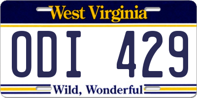 WV license plate ODI429