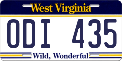 WV license plate ODI435