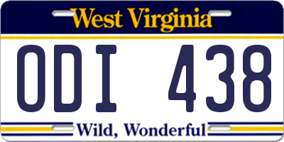 WV license plate ODI438