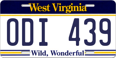 WV license plate ODI439
