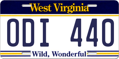WV license plate ODI440