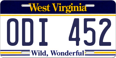WV license plate ODI452