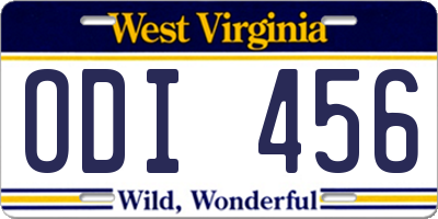 WV license plate ODI456