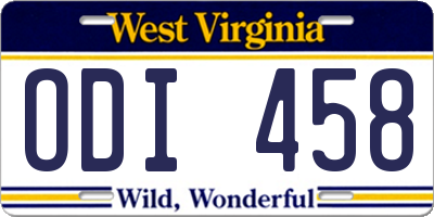 WV license plate ODI458
