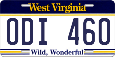 WV license plate ODI460