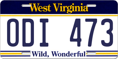 WV license plate ODI473