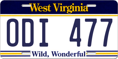 WV license plate ODI477
