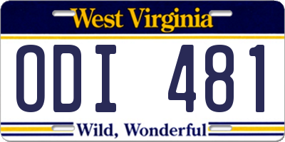 WV license plate ODI481