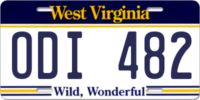 WV license plate ODI482