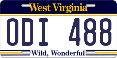 WV license plate ODI488
