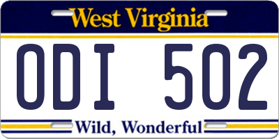 WV license plate ODI502