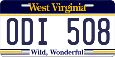 WV license plate ODI508