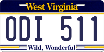 WV license plate ODI511