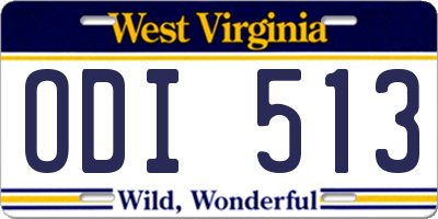 WV license plate ODI513