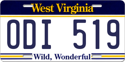 WV license plate ODI519