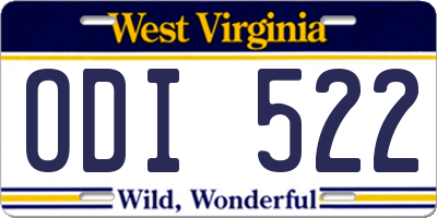 WV license plate ODI522