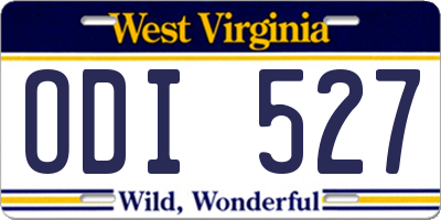 WV license plate ODI527