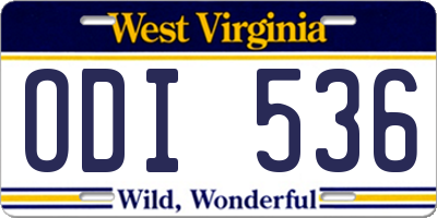 WV license plate ODI536