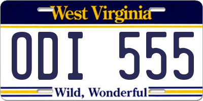 WV license plate ODI555