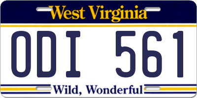 WV license plate ODI561