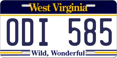 WV license plate ODI585