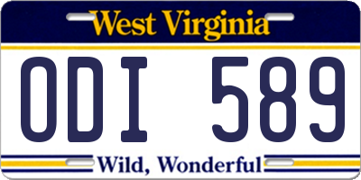 WV license plate ODI589