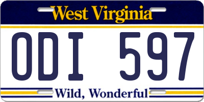 WV license plate ODI597