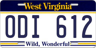 WV license plate ODI612