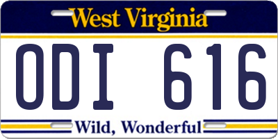 WV license plate ODI616