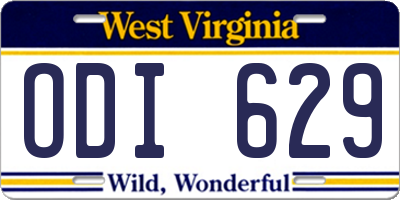 WV license plate ODI629