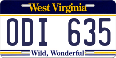 WV license plate ODI635