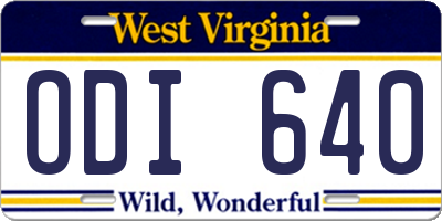 WV license plate ODI640